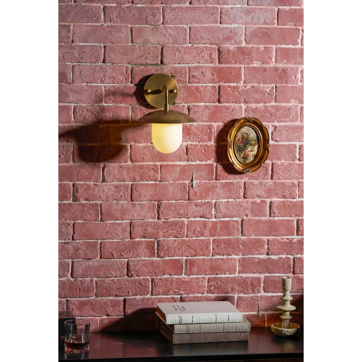 Satin Brass Wall Light with Saucer Shade