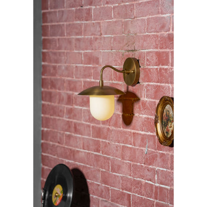 Satin Brass Wall Light with Saucer Shade