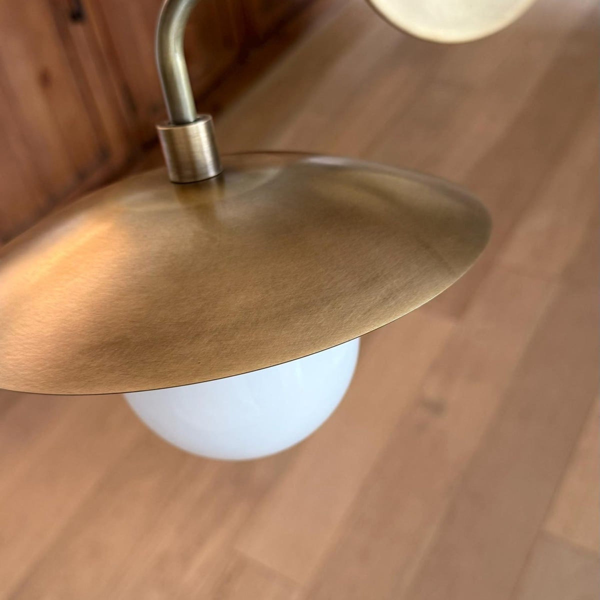 Satin Brass Wall Light with Saucer Shade