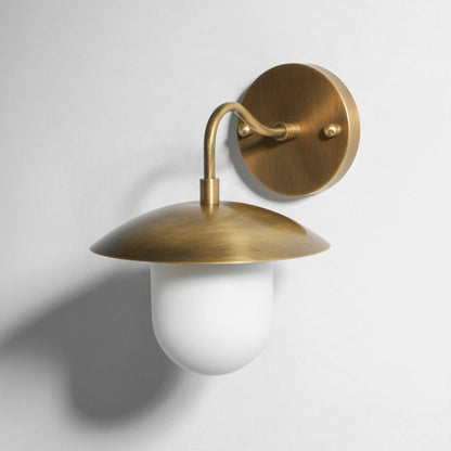 Satin Brass Wall Light with Saucer Shade