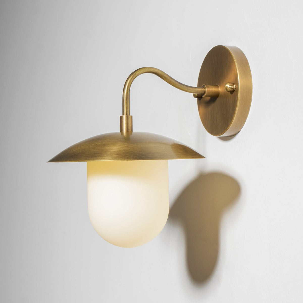 Satin Brass Wall Light with Saucer Shade