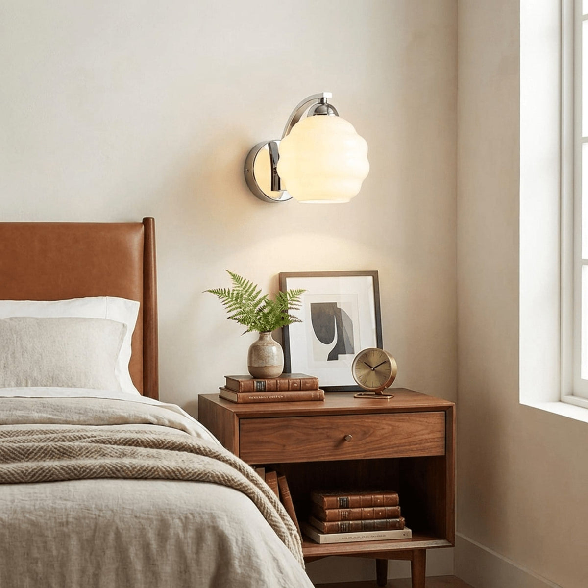 Scalloped Glass Wall Light with Curved Arm — product view 7