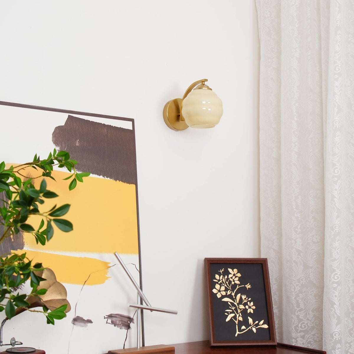 Scalloped Glass Wall Light with Curved Arm — product view 47