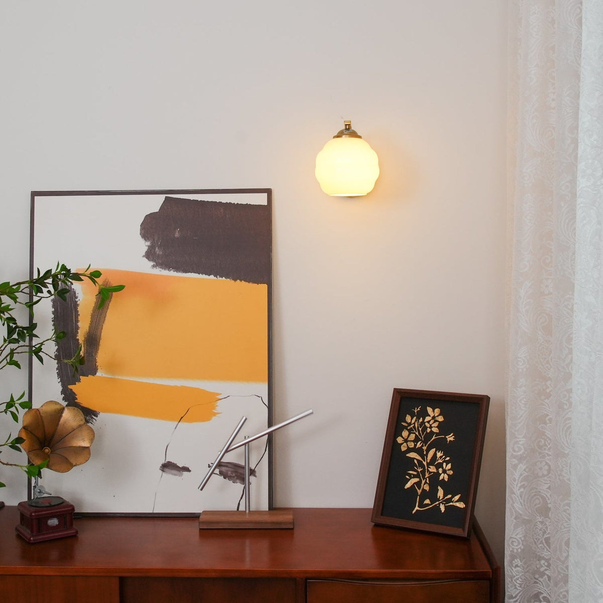 Scalloped Glass Wall Light with Curved Arm — product view 48
