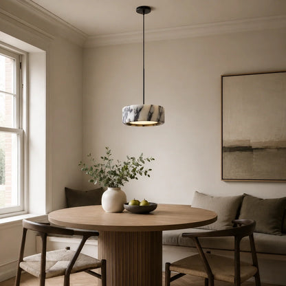 Natural Stone Round Pendant Light with Integrated LED