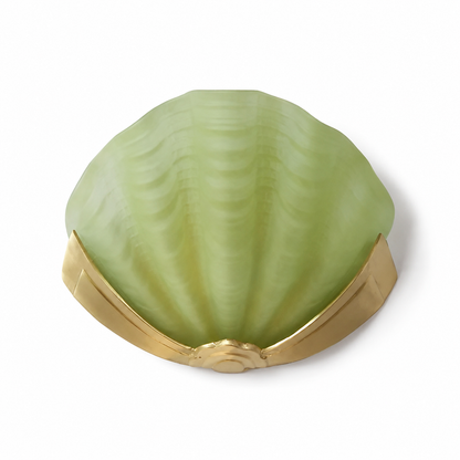 Green glass seashell sconce