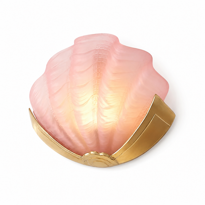 Rose glass seashell wall sconce