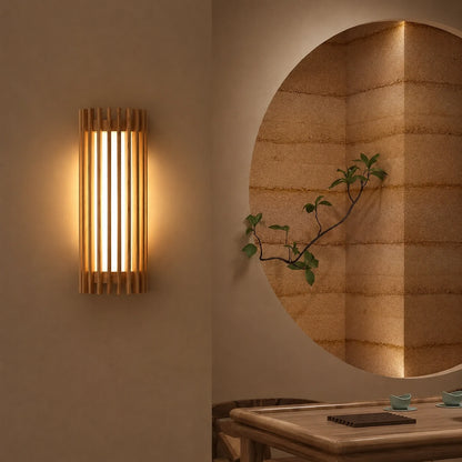 Wabi-Sabi Wood and Acrylic LED Wall Sconce