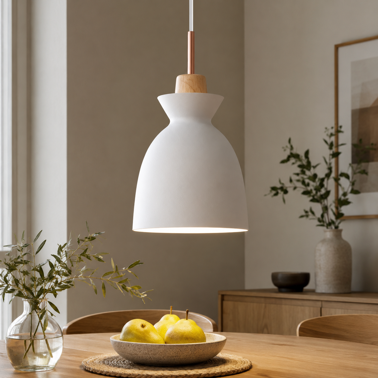 Modern Wood and Iron Pendant Light