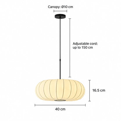 Silk pumpkin pendant light 40 cm diameter, 16.5 cm shade height