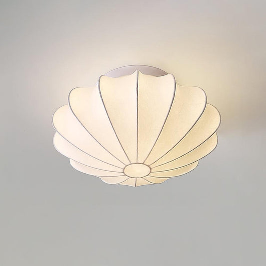 White silk petal-shade flush mount ceiling light