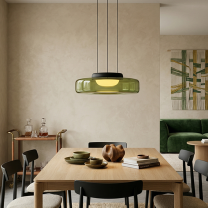 Single-layer green glass pendant light