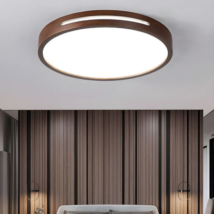 Slotted Wood LED Flush Ceiling Light
