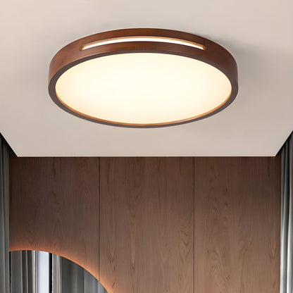 Slotted Wood LED Flush Ceiling Light