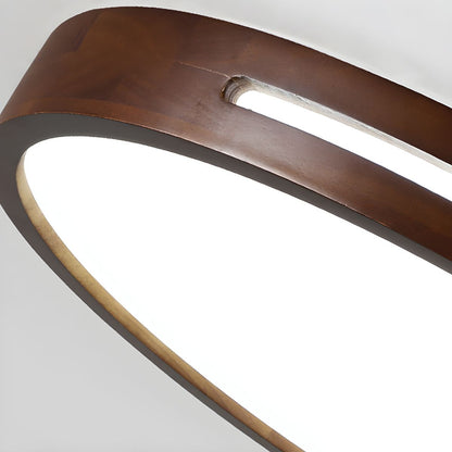 Slotted Wood LED Flush Ceiling Light