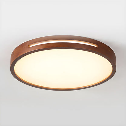 Slotted Wood LED Flush Ceiling Light