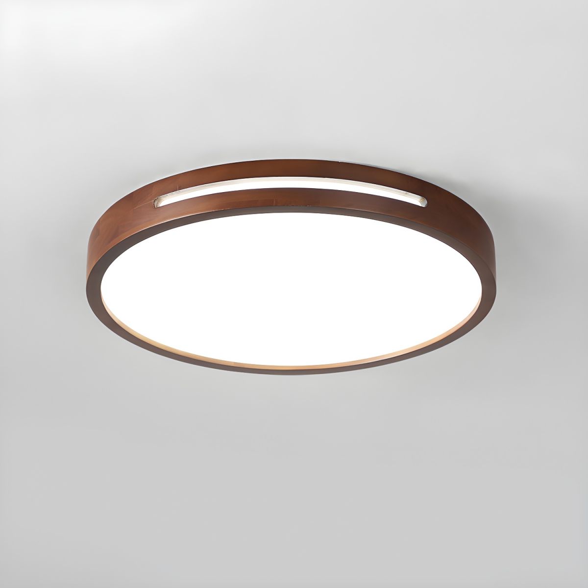 Slotted Wood LED Flush Ceiling Light