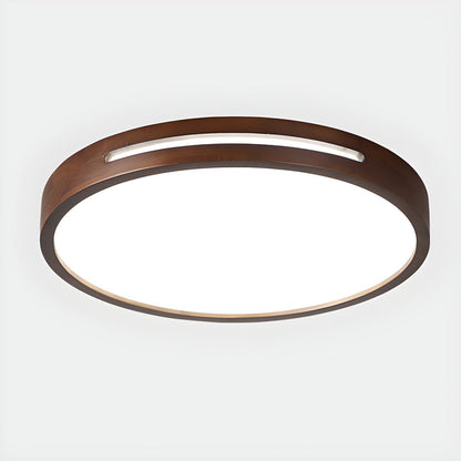 Slotted Wood LED Flush Ceiling Light