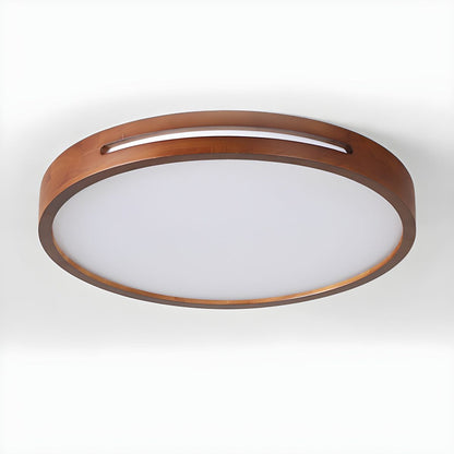 Slotted Wood LED Flush Ceiling Light