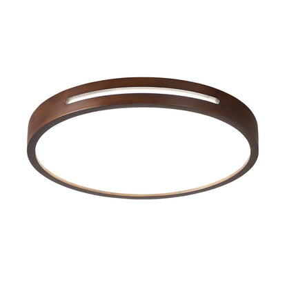 Slotted Wood LED Flush Ceiling Light