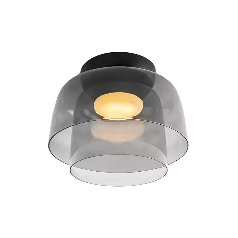 Smoky grey layered glass ceiling light, Ø32 × H24 cm