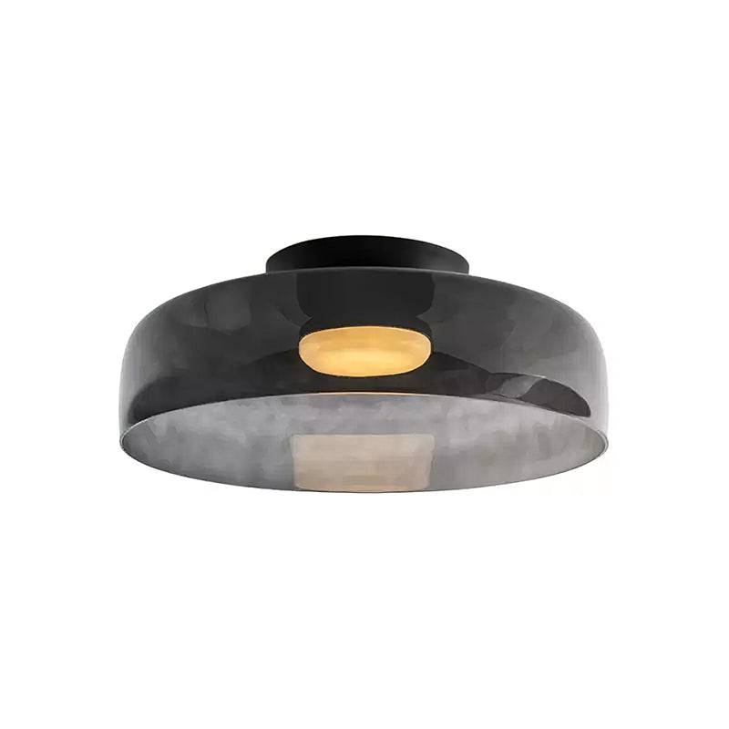 Smoky grey layered glass ceiling light, Ø42 × H11 cm