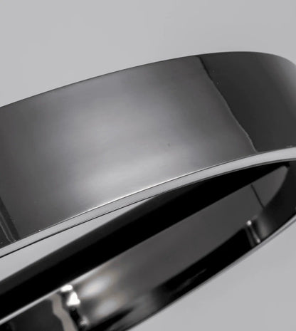 Close-up of polished chrome ring shade