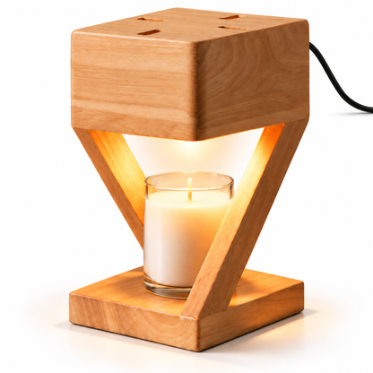 Solid oak candle warmer lamp with stepless dimmer