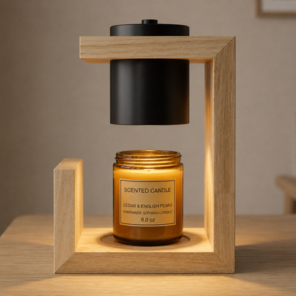 Solid wood candle warmer lamp