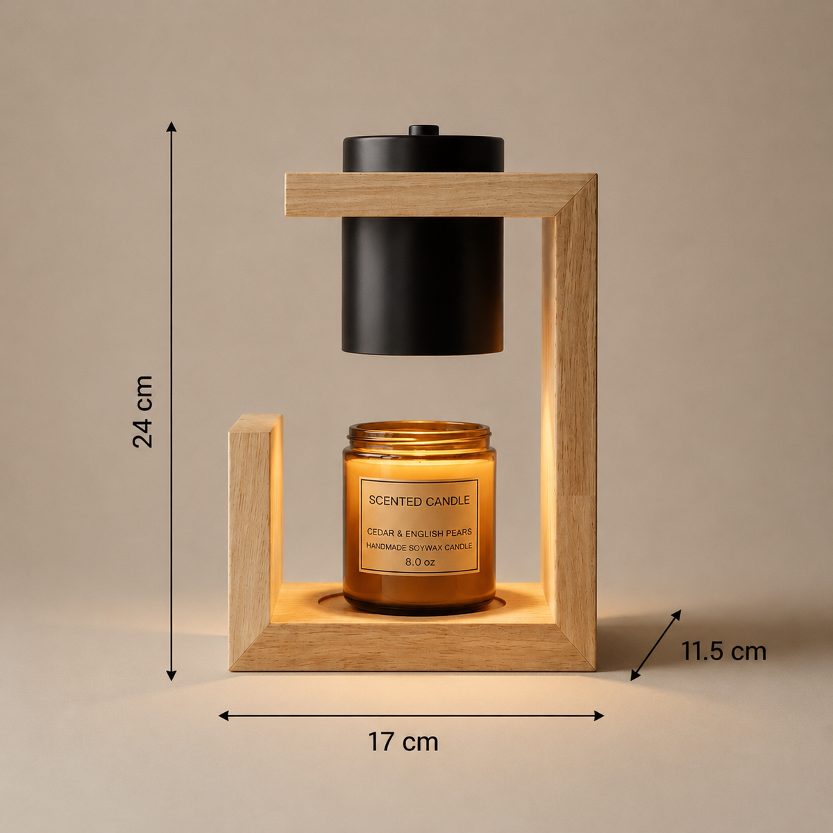 Solid wood candle warmer lamp