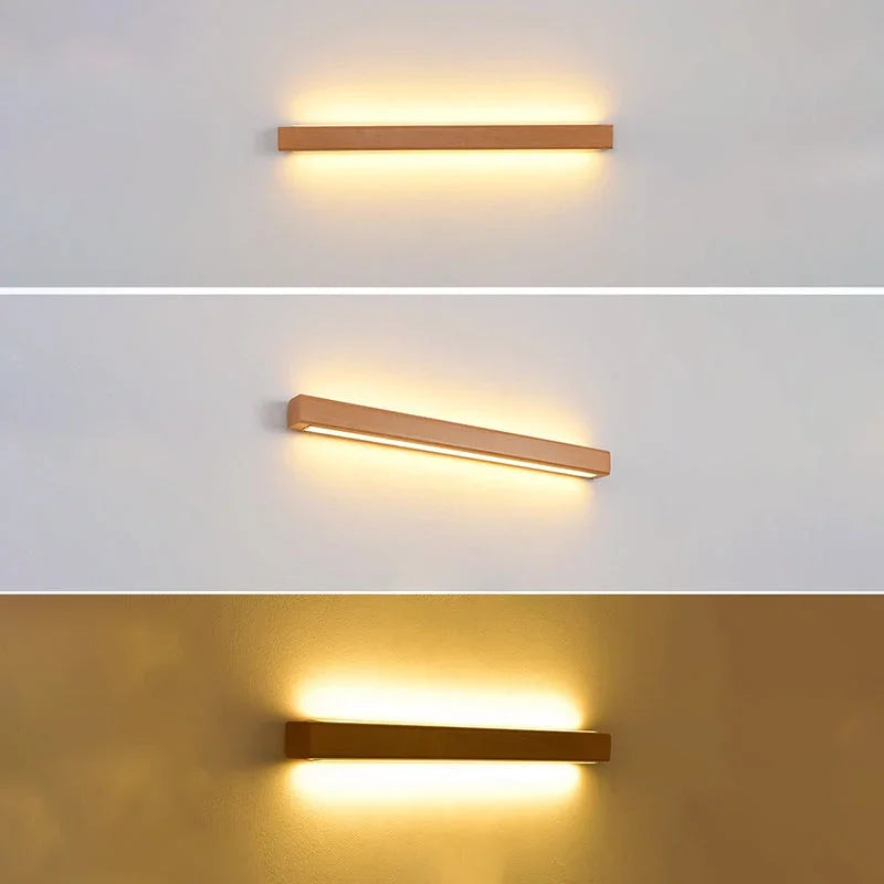 Solid Wood Linear LED Wall Light