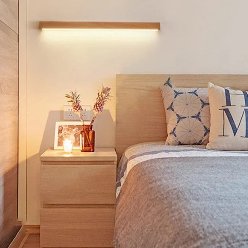 Solid Wood Linear LED Wall Light