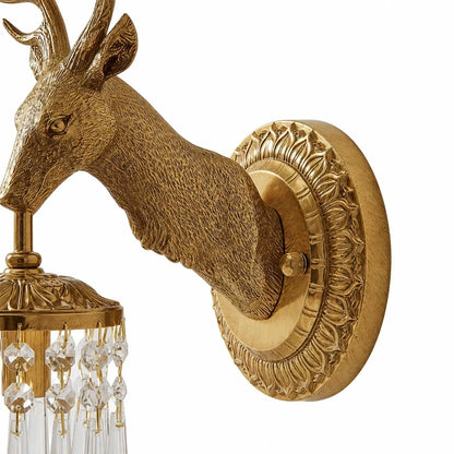 Stag Crystal Wall Sconce in Brass-Tone Finish