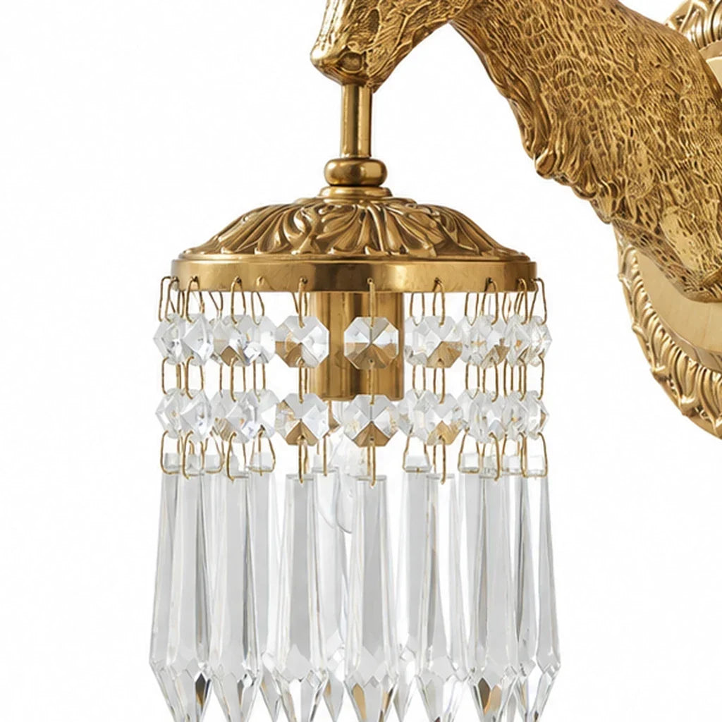 Stag Crystal Wall Sconce in Brass-Tone Finish