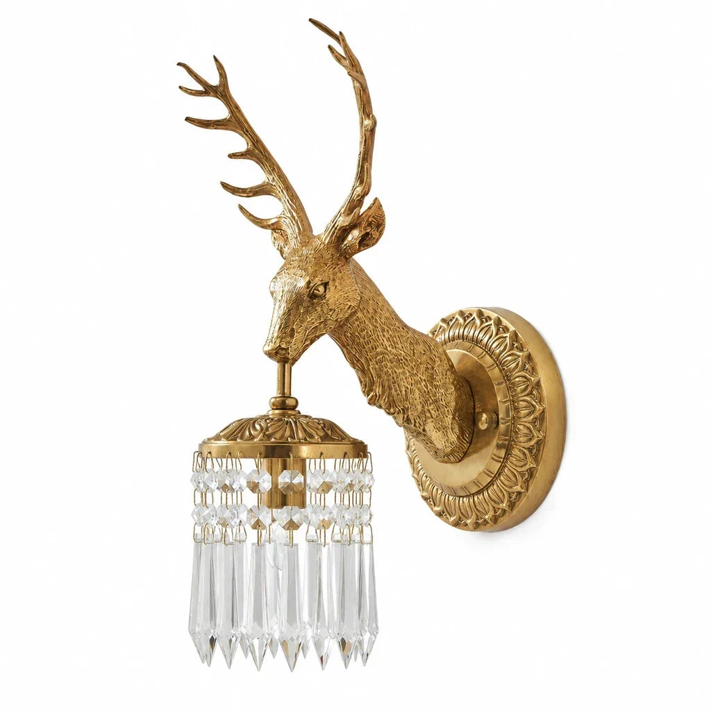 Stag Crystal Wall Sconce in Brass-Tone Finish