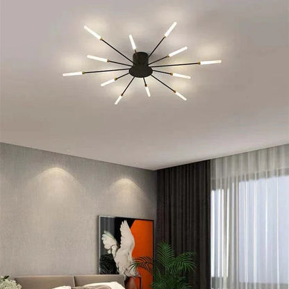 Compact black sunburst LED ceiling light