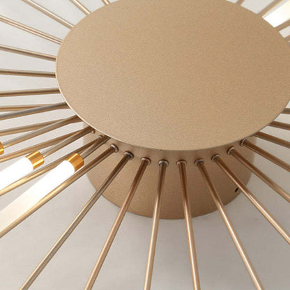 Gold sunburst ceiling light central mounting disc