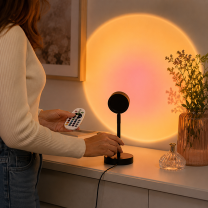 Sunset projector adjusted by hand with remote control
