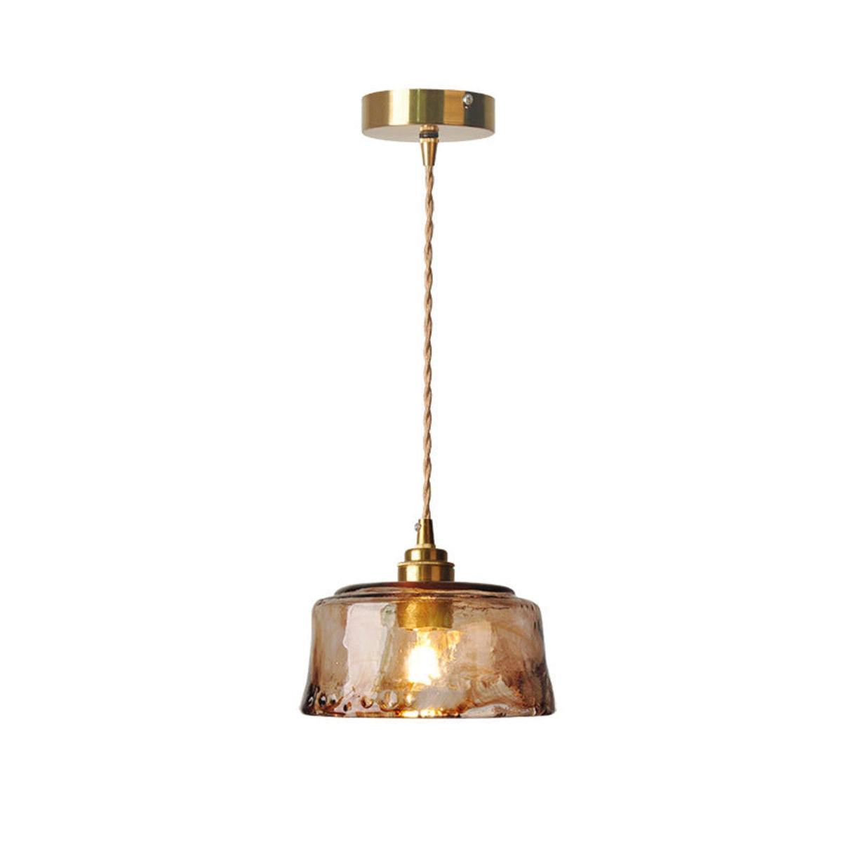 Textured glass pendant with matching metal canopy