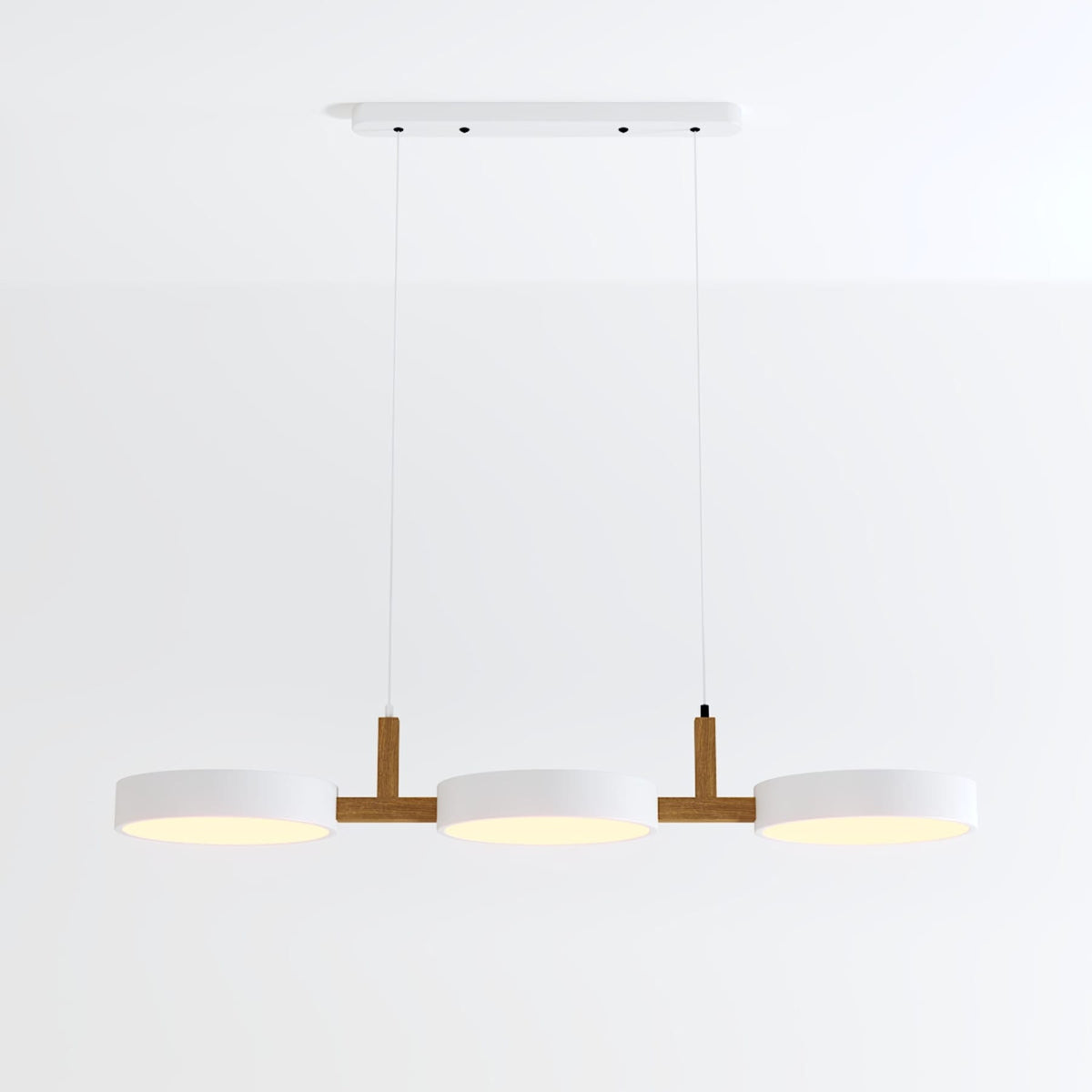 White linear pendant with warm light