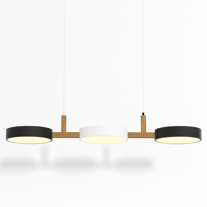 Black and white linear pendant with warm illumination