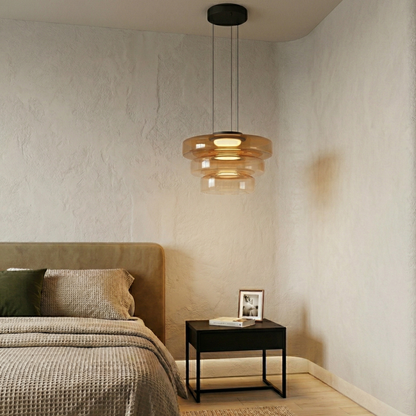 Three-layer amber glass pendant light
