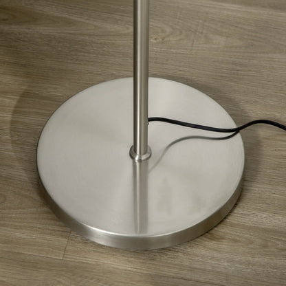 Silver tone three-light tree floor lamp with glass globe shades