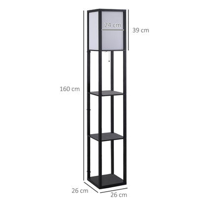 Shelf floor lamp measuring 26 cm square and 160 cm high