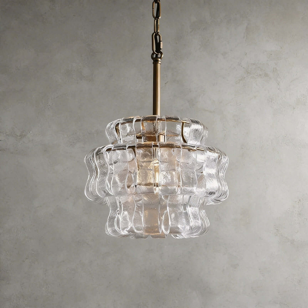 Tiered Textured Glass Chandelier