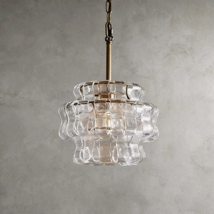 Tiered Textured Glass Chandelier