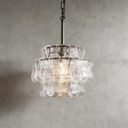Tiered Textured Glass Chandelier