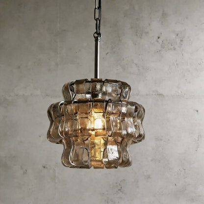 Tiered Textured Glass Chandelier