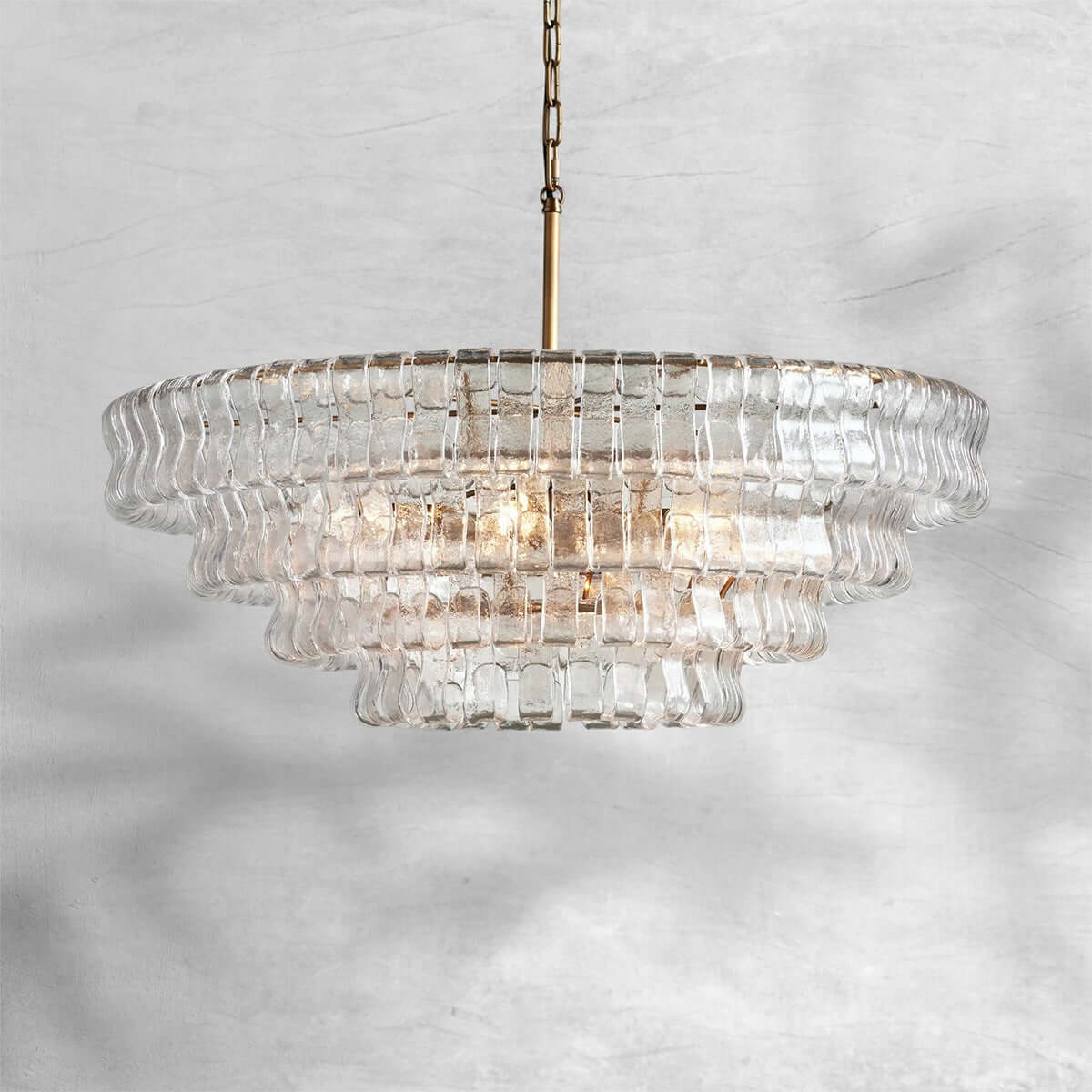 Tiered Textured Glass Chandelier