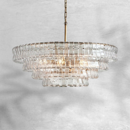 Tiered Textured Glass Chandelier